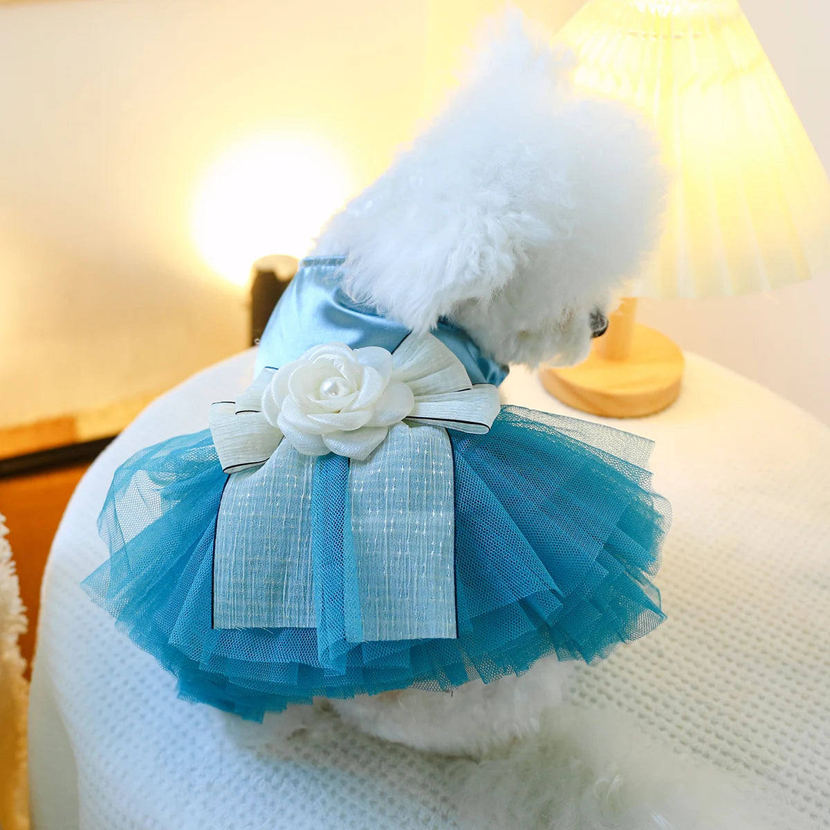 Blue Bowtique Pet Dress - Elegant & Playful Ensemble for Dogs