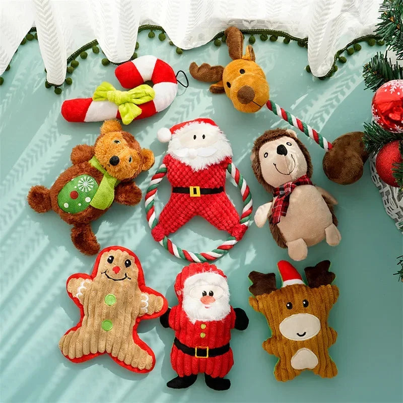 Christmas Squeaky Plush Dog Toys – Santa, Gingerbread & More | Holiday Pet Gifts | PoochWear
