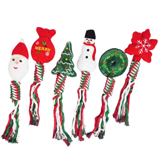 Christmas Cotton Rope Dog Toy | Interactive Teeth Cleaning Toy

