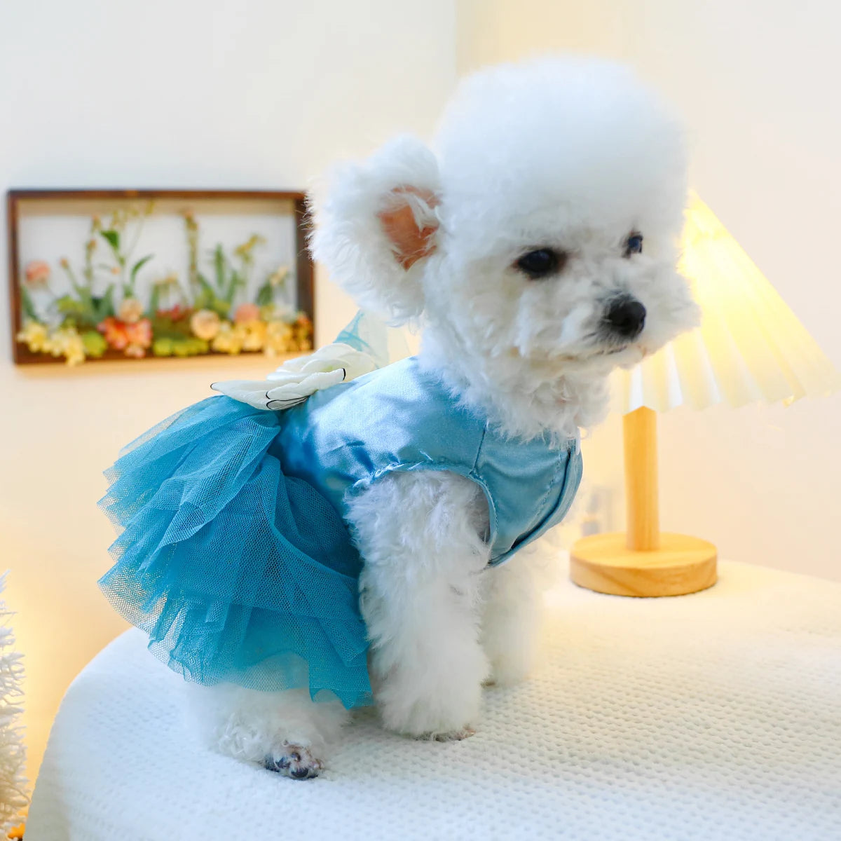 Blue Bowtique Pet Dress - Elegant & Playful Ensemble for Dogs