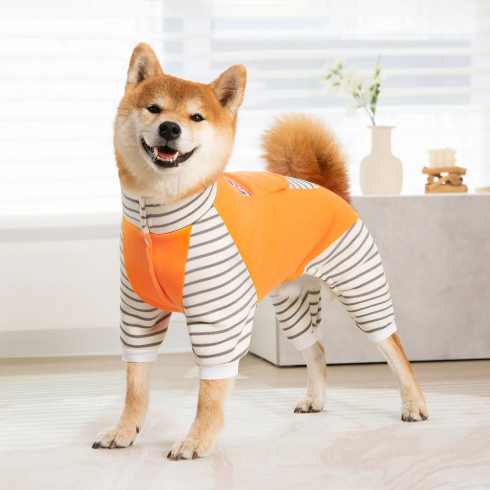 3XL-8XL Large Dog Jumpsuit – Turtleneck Warm Plush Lined Winter Pajamas | PoochWear

