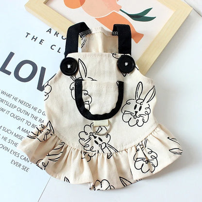 Christmas Bunny Print Dog Suspender Jumpsuit