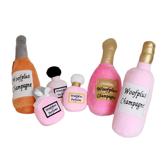 Plush Wine & Perfume Bottle Dog Toy | Pooch Wear

