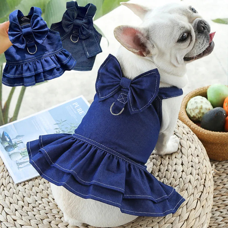 HJKL Denim Harness Dress | Stylish & Practical Dog Clothes for All Sizes