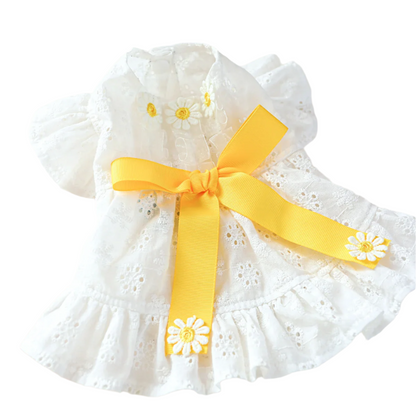 White Hollow Bow Pet Dress