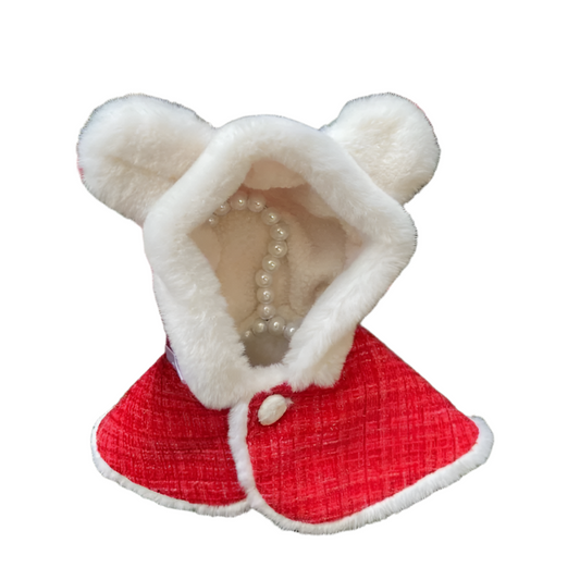 Winter Warm Cloak Christmas Cape with Plush Ears