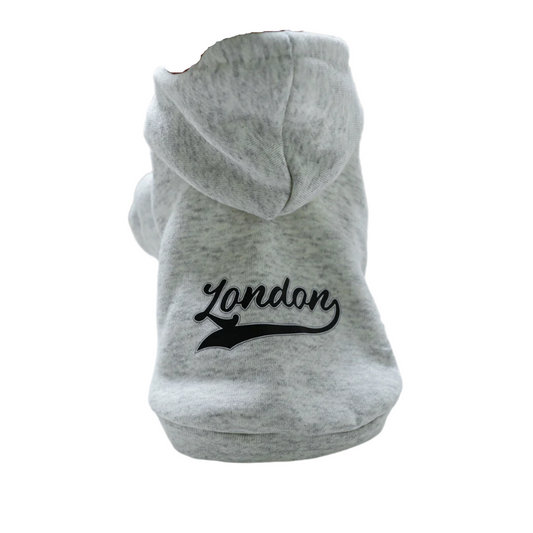 Black London Light Grey Hooded Dog Pullover