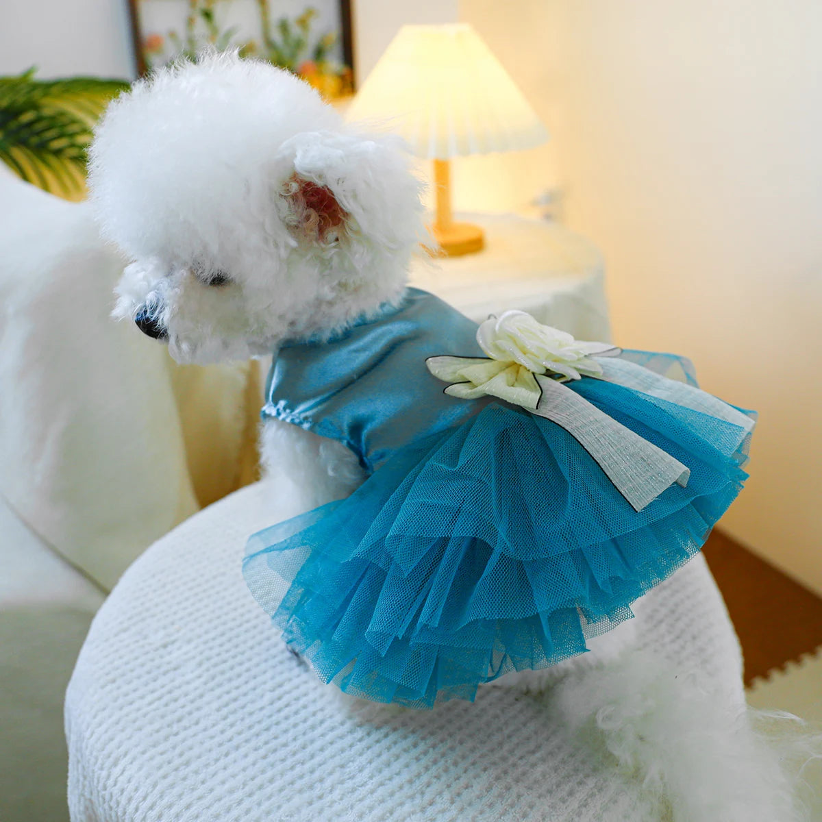 Blue Bowtique Pet Dress - Elegant & Playful Ensemble for Dogs