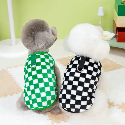 Plaid Fleece Dog Vest – Warm Winter Pullover for Small & Medium Dogs

