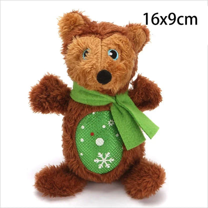 Christmas Plush Squeaky Dog Toys – Santa, Elk, Gingerbread Man & More