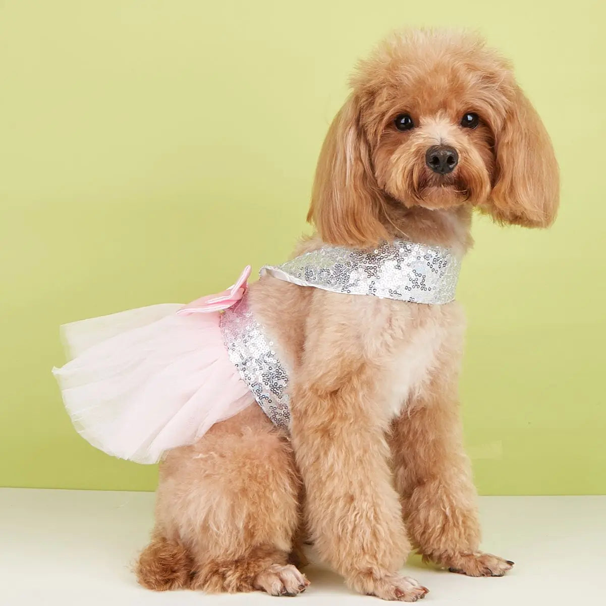 GlamourBow Sequin Dog Dress | Elegant Pet Clothes for Small Dogs and Cats