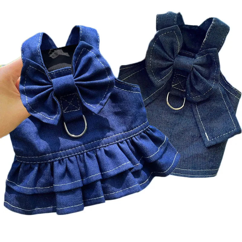 HJKL Denim Harness Dress | Stylish & Practical Dog Clothes for All Sizes