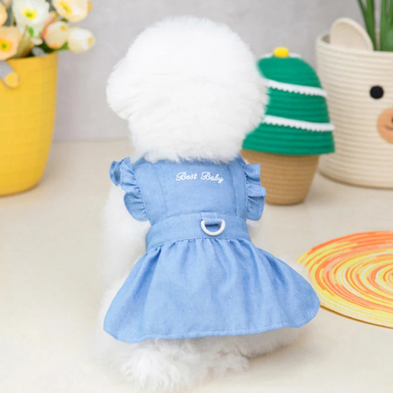 UrbanPaws Denim Harness Dress | Stylish & Functional Pet Dress for Dogs and Cats