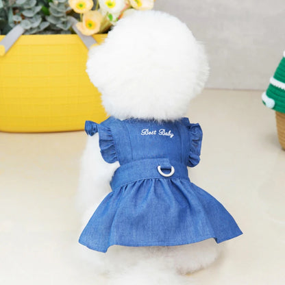 UrbanPaws Denim Harness Dress | Stylish & Functional Pet Dress for Dogs and Cats