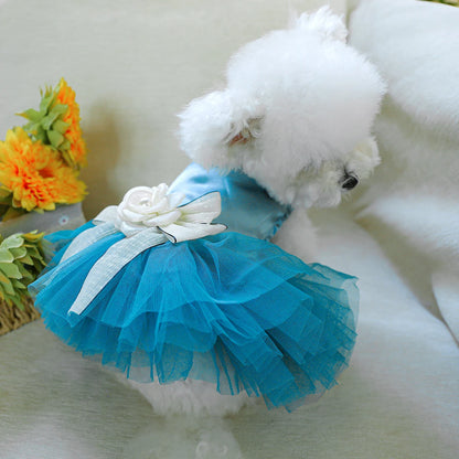 Blue Bowtique Pet Dress - Elegant & Playful Ensemble for Dogs