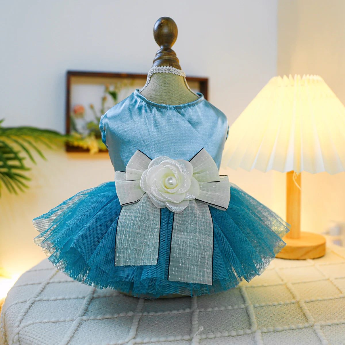 Blue Bowtique Pet Dress - Elegant & Playful Ensemble for Dogs