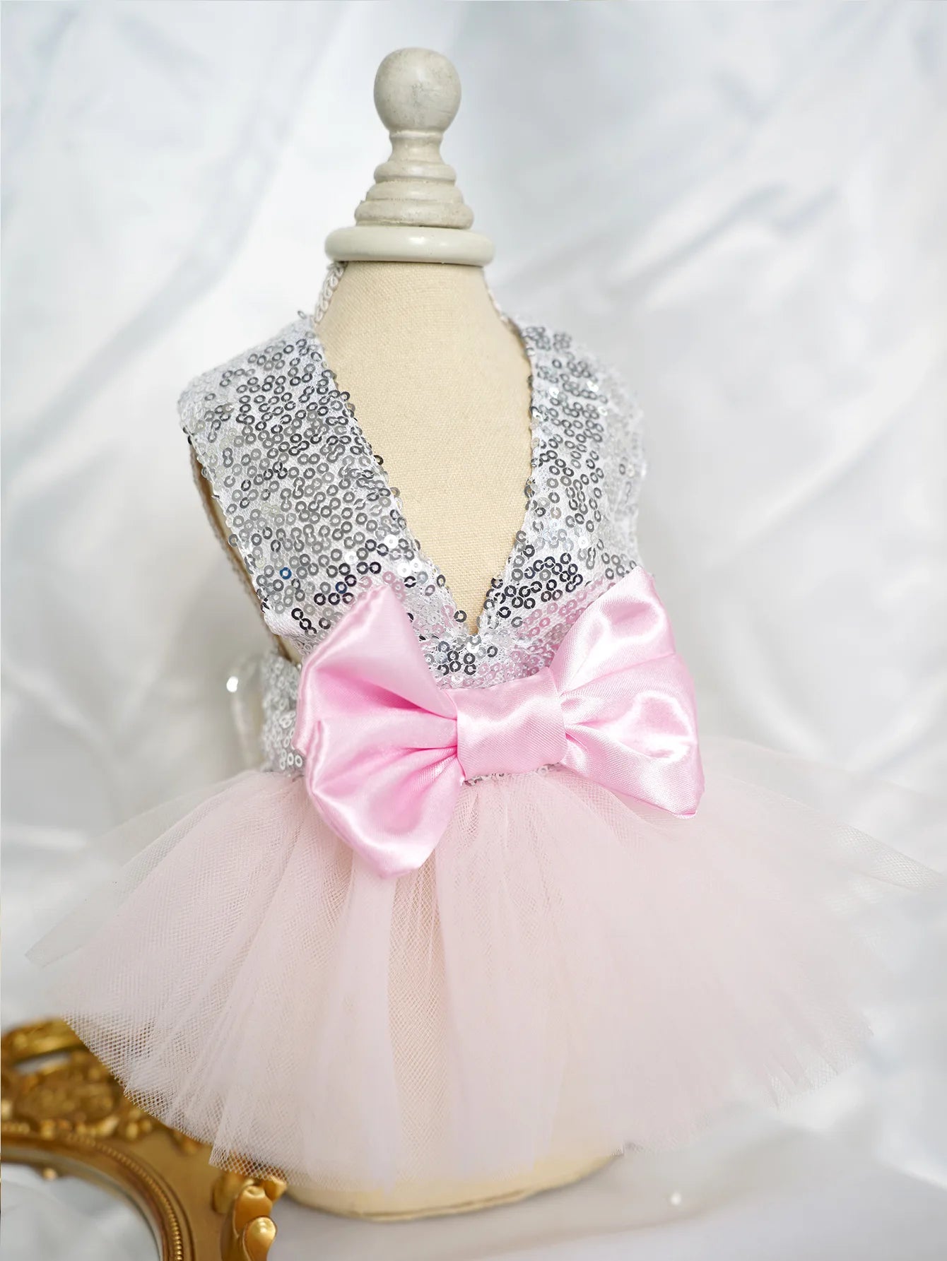 GlamourBow Sequin Dog Dress | Elegant Pet Clothes for Small Dogs and Cats