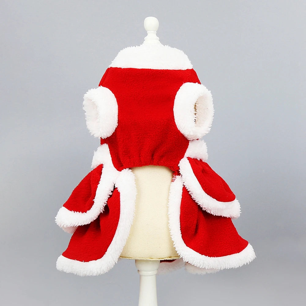 Christmas Pet Dog Costume Dress - Festive Red Skirt for Small Dogs | PoochWear

