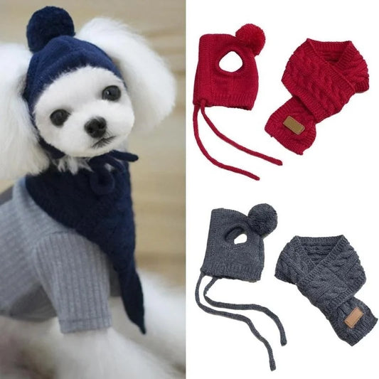 Winter Stripes Knitted Hat & Scarf Collar