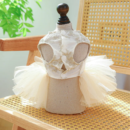 Breathable White Wedding Pet Dress by PETCIRCLE - Stylish Princess Attire